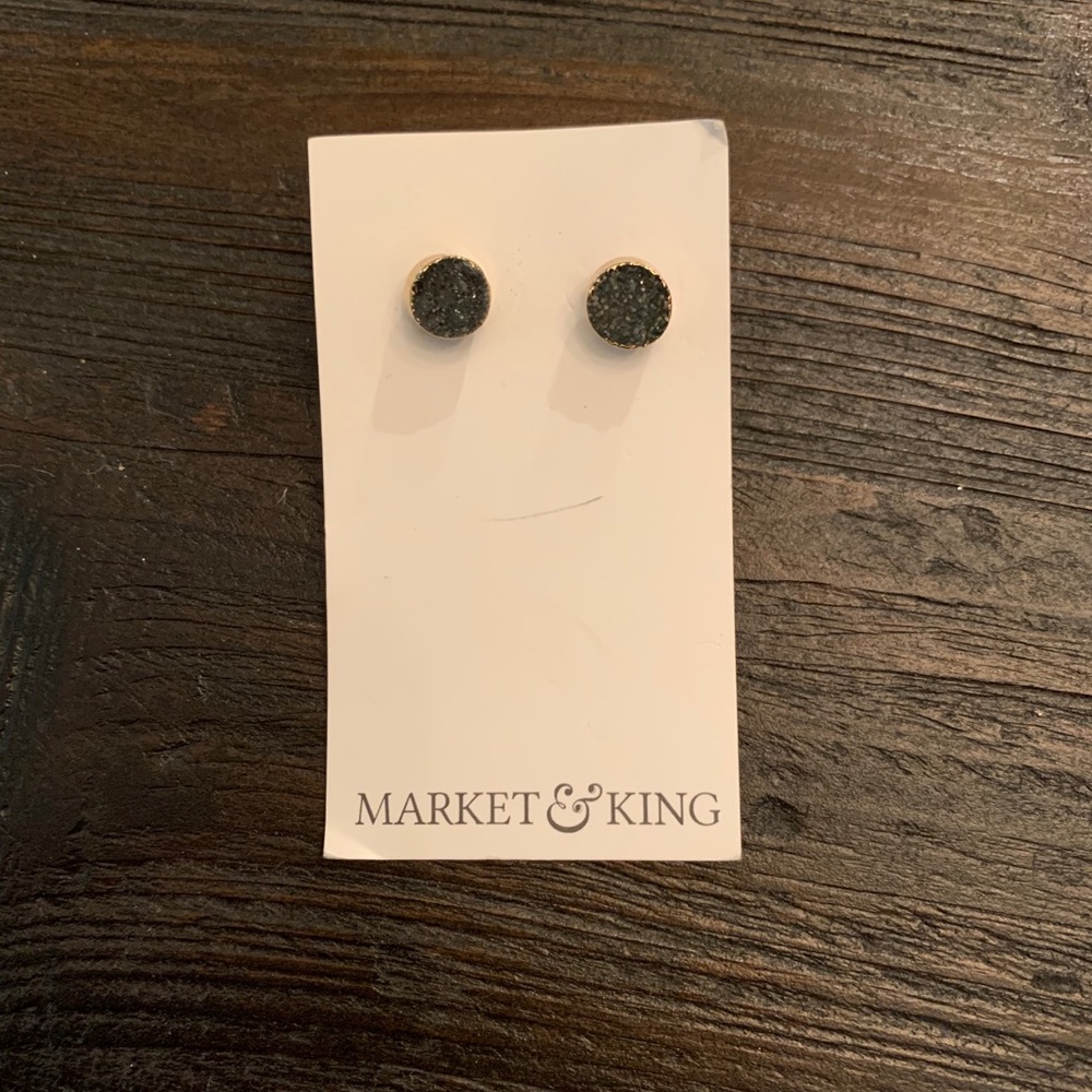 Black Stone Post Earrings